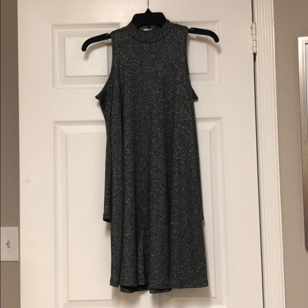 Aqua knit silver and gray dress.